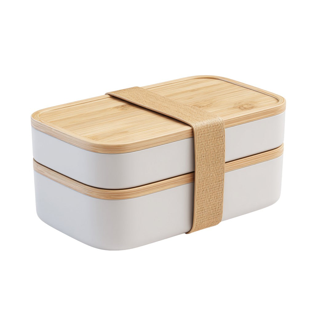 Zoqmi Dual Layer Bento Lunch Box - Wood Lid Style