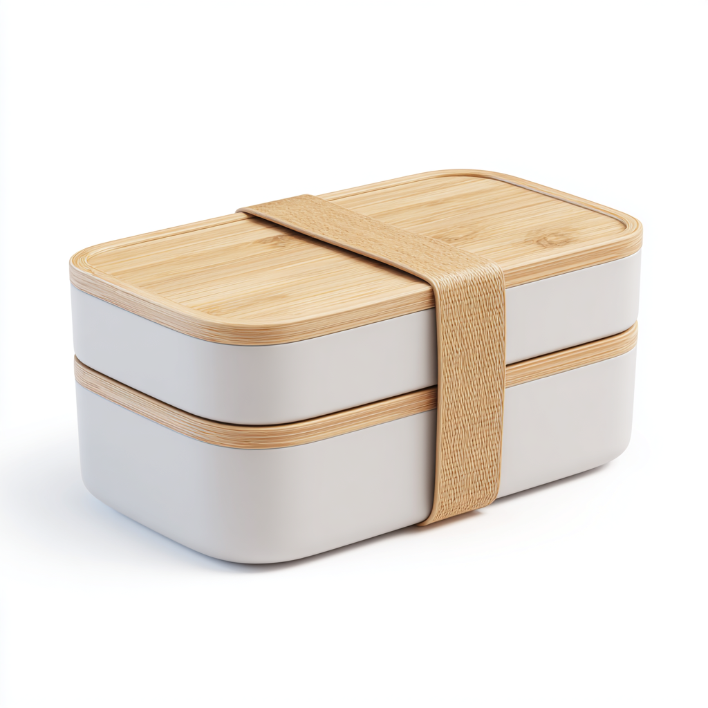 Zoqmi Dual Layer Bento Lunch Box - Wood Lid Style