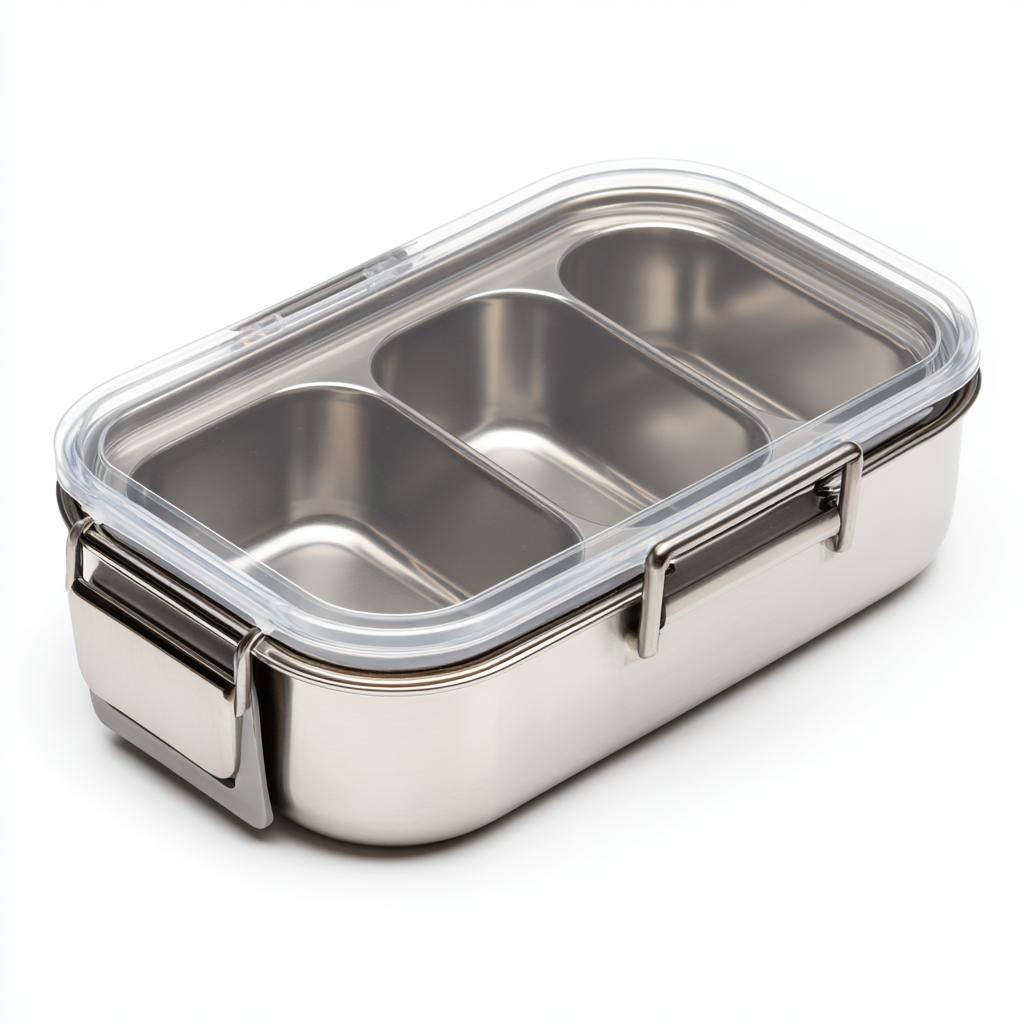 Zoqmi Stainless Steel Divided Lunch Box - 3 Compartments